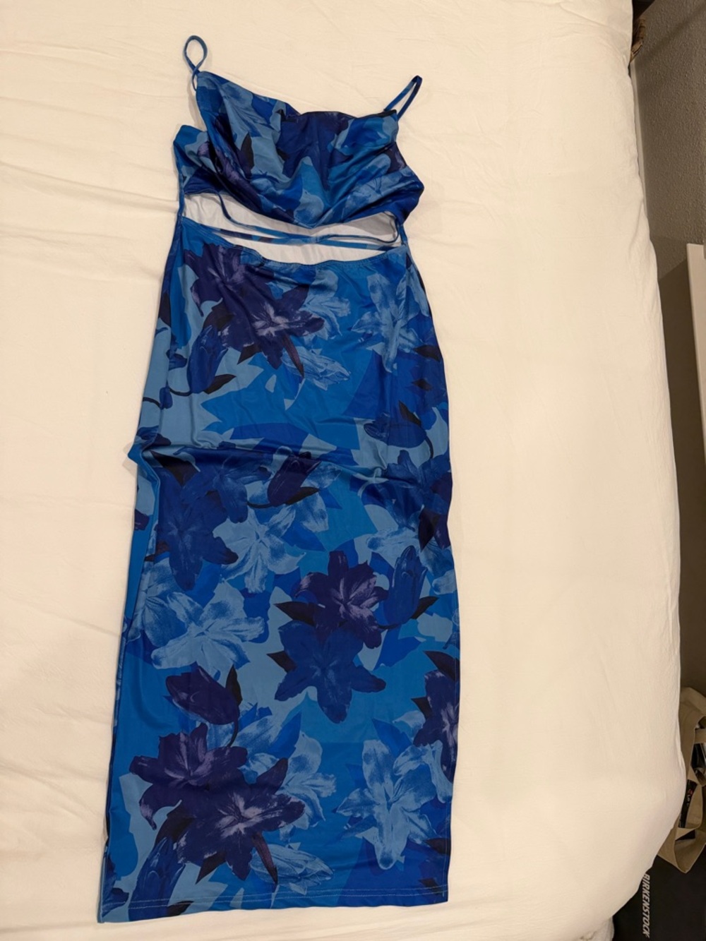 Blue Floral Midi Dress